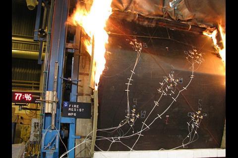 Furnace testing of FRP sandwich structure with intumescent coating in Fire-Resist programme http://www.fire-resist.eu/